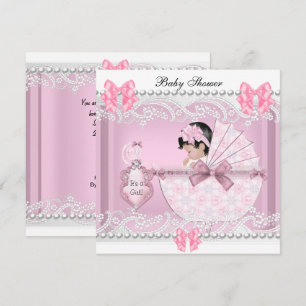 Invitation Belle Baby Shower Mignonne Fille Rose Vintage