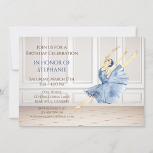 Invitation Belle Ballerina dans Ballet Studio Anniversaire