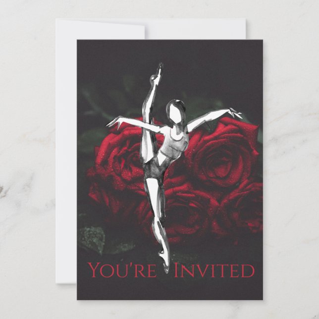 Invitation Belle Ballerina et Ballet Rose Anniversaire (Devant)