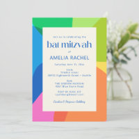 Belle Bar Mitzvah Moderne Géométrique Colorée