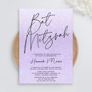 Invitation Belle Bar Mitzvah Violet Pailleté