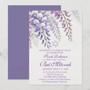 Invitation Belle Bat Mitzvah Florale Wisteria Violette