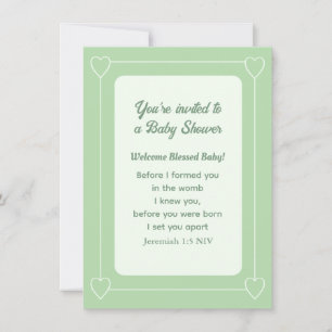 Invitation Belle Bible Baby shower Verse Vert clair Simple