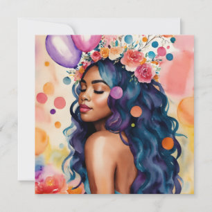 Invitation Belle Black Woman Multicolor Party Art