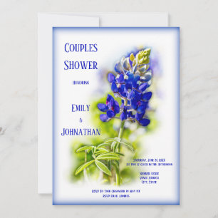 Invitation Belle Bluebonnet Floral, Couples Moderne Douche