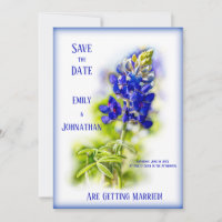 Belle Bluebonnet Floral, Moderne, Sauvez la date