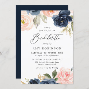 Invitation Belle Blush & Navy Fleurs Bachelorette Party