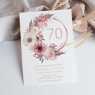 Invitation Belle Boho Blush 70e fête d'anniversaire