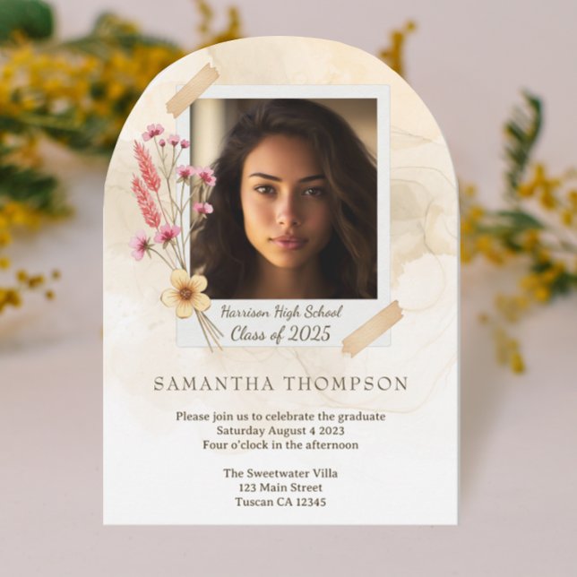 Invitation Belle Boho Floral 2025 Graduation Party (Créateur téléchargé)