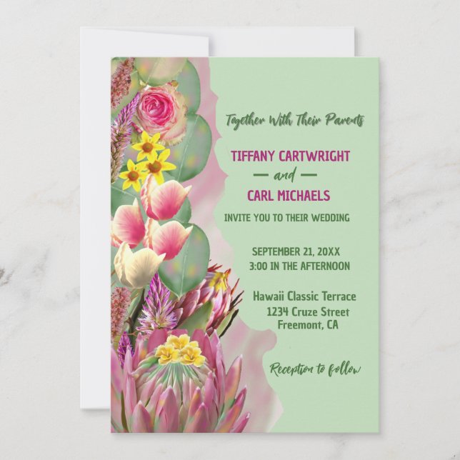 Invitation Belle Botanique Floral Garden Mariage vert (Devant)
