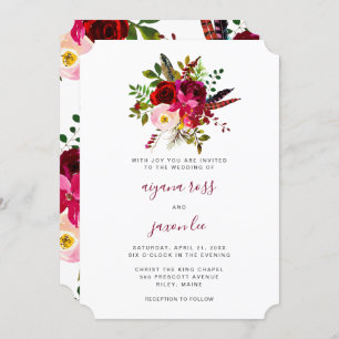 Invitation Belle Bourgogne Floral Bouquet Mariage