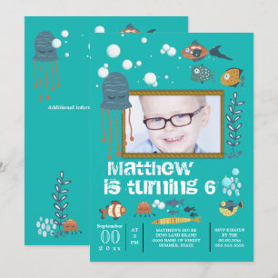 Invitation Belle bulle de poulpe de poisson sous la mer photo