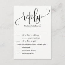 Belle Calligraphie Mariage RSVP avec options de me