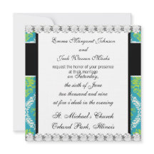 belle chaux bleu vert et crème orné damask