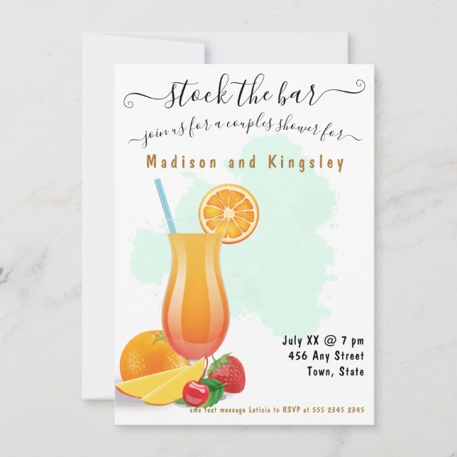 Invitation Belle Chaux Vert Élégant Boho Douche (Devant)