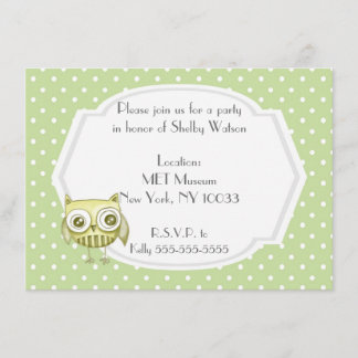 Invitation Belle Chouette avec des Points Pastel Personnalisé
