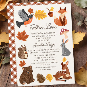 Invitation Belle chute en amour Animaux Baby shower d'automne