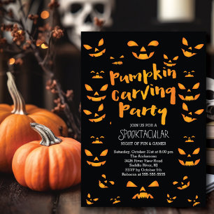 Invitation Belle Citrouille Carving Halloween Party Invitatio