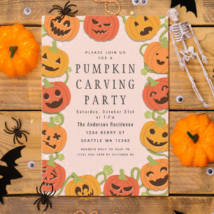 Invitation Belle Citrouille Carving Halloween Party Invitatio