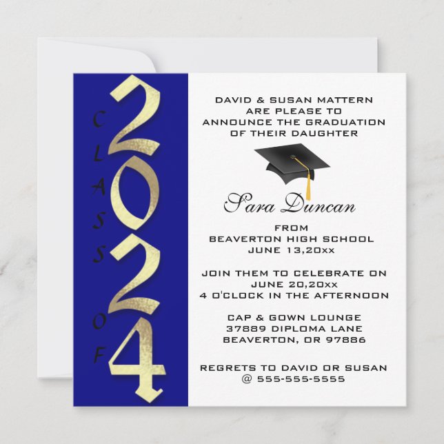 Invitation Belle Classique Élégante 2024 Graduation Invitatio (Devant)
