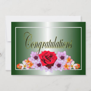 Invitation Belle conception florale verte félicitations