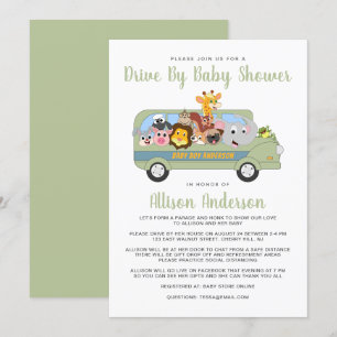 Invitation Belle Conduite Par Baby shower Animal Safari Bus G