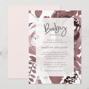 Invitation Belle couleur Rose floral Blush Baby Sprinkle