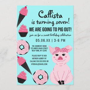 Invitation Belle Crème de Cochon Rose Crème Donuts Cupcake An