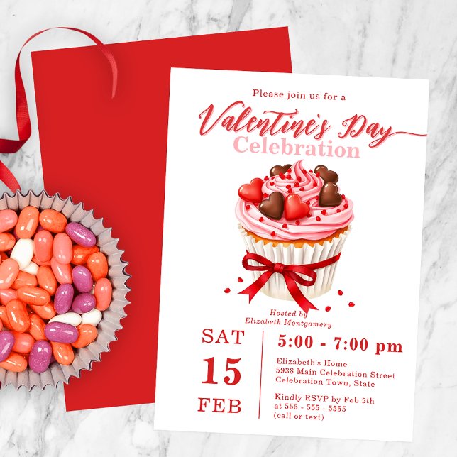 Invitation Belle Cupcake Saint Valentin (Créateur téléchargé)