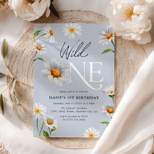 Invitation Belle Daisy Wild One Girl 1er anniversaire