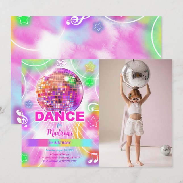 Invitation Belle Danse Editable Photo Anniversaire (Devant / Derrière)