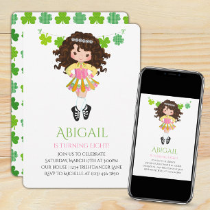 Invitation Belle Danse Irlandaise Brunette Fille Shamrock Ann