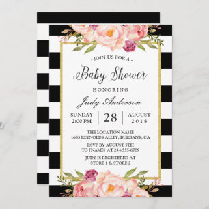 Invitation Belle Décor Floral Baby shower Moderne Grandes Tai