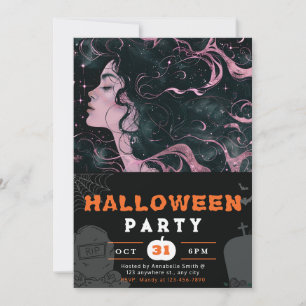 Invitation Belle déesse Sky rose Black Halloween