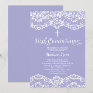 Invitation Belle dentelle première communion sainte Invitatio