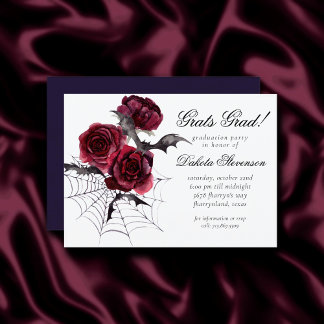 Invitation Belle déplaisante | Gothique Floral Bats Graduatio