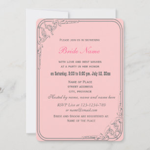 Invitation belle double rose chaud rose fleurs nuptiale douch