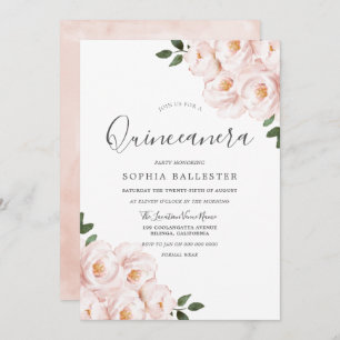 Invitation Belle Douce Fleurs Roses Douces Quinceanera