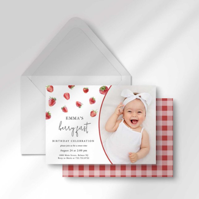Invitation Belle Douceur Première Baie de Fraise Premier Anni (Créateur téléchargé)
