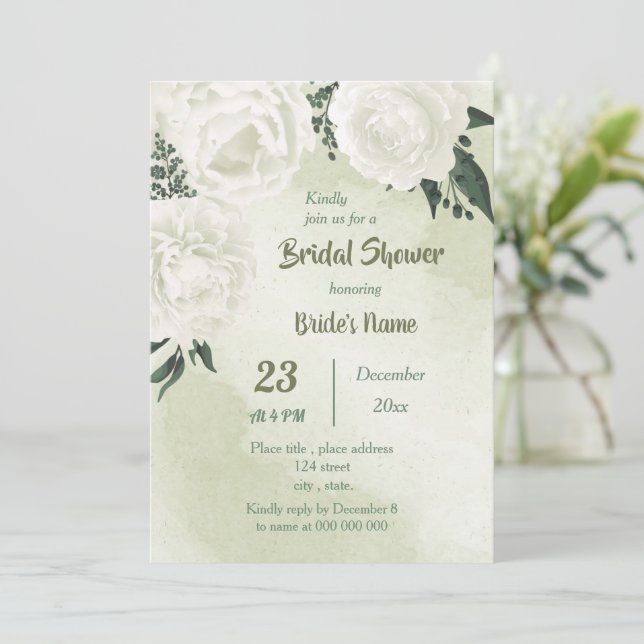 Invitation belle douche nuptiale blanche fleurie