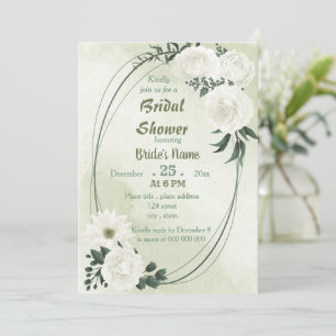 Invitation belle douche nuptiale blanche fleurie géométrique