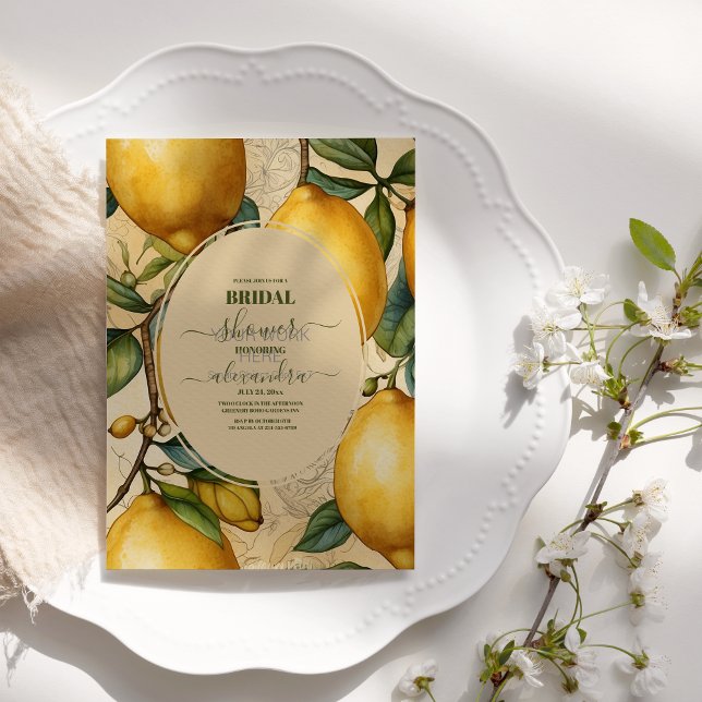 Invitation belle douche nuptiale citron feuillage (Créateur téléchargé)