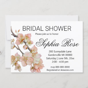 Invitation Belle douche nuptiale fleurie orange aquarelle