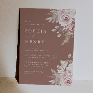 Invitation Belle Élégance : Mariage aux Roses Florales Rose