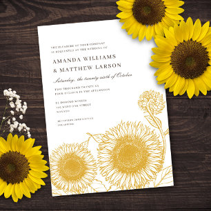 Invitation Belle + Élégant Mariage de automne de tournesols