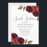 Invitation Belle Elégante Bourgogne Rouge Fleurs Douce 16<br><div class="desc">Belle Elégante Bourgogne Rouge Fleurs Sweet 16 Party Invitation Voir la collection correspondante en Niche et Nest Store</div>
