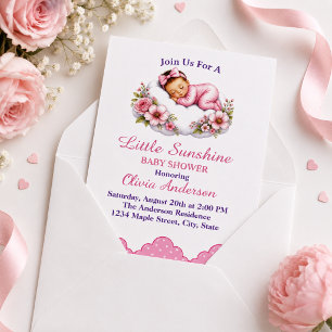 Invitation Belle endormie sur un nuage Baby Girl Shower