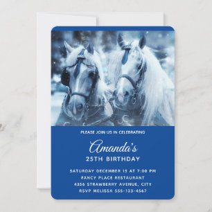 Invitation Belle équipe de chevaux Photo d'hiver Anniversaire