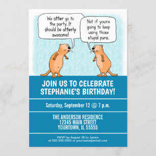 Invitation Belle et drôle Puns Otter Anniversaire