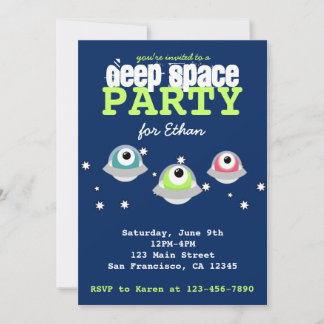 Invitation Belle fête d'anniversaire alien dans l'espace extr